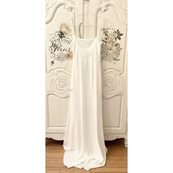 Lulus Blessed Romance Dress Women's M White Sleeveless Mermaid Maxi Button NWT - Picture 11 of 16